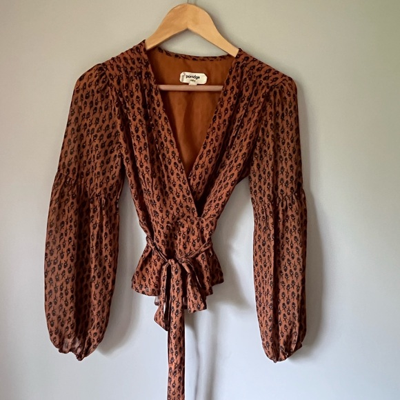 Anthropologie Tops - Anthropologie Rust Patterned Wrap Blouse